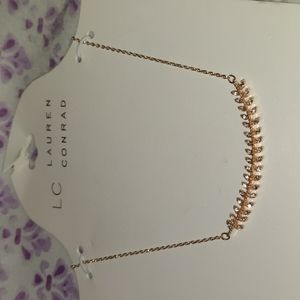 Rose gold leaf faux diamond necklace nwt